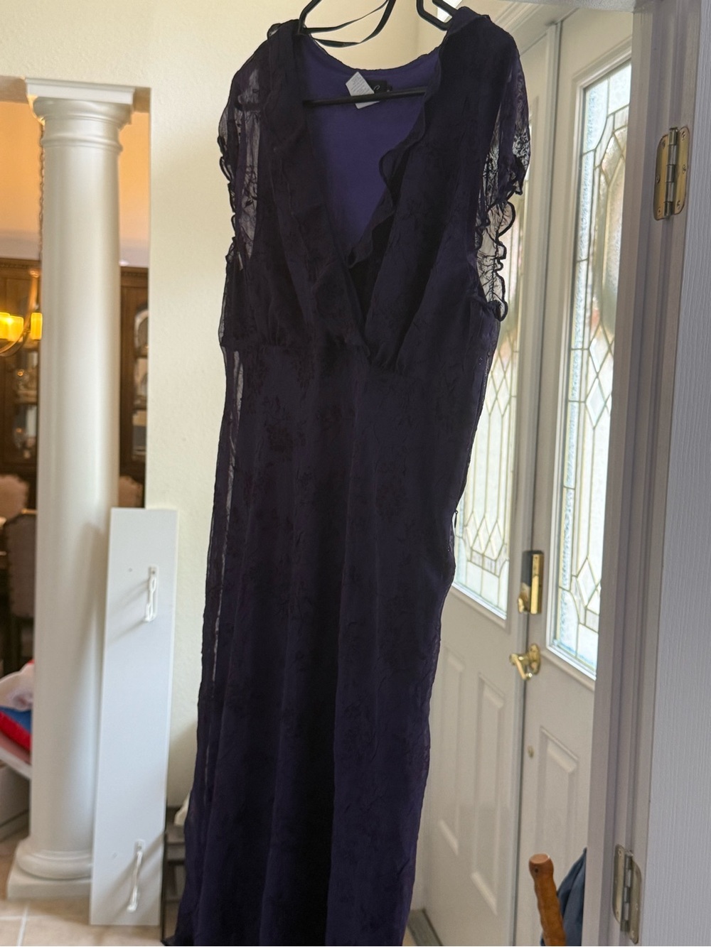 Women's Purple- Elegant V-Neck Dress